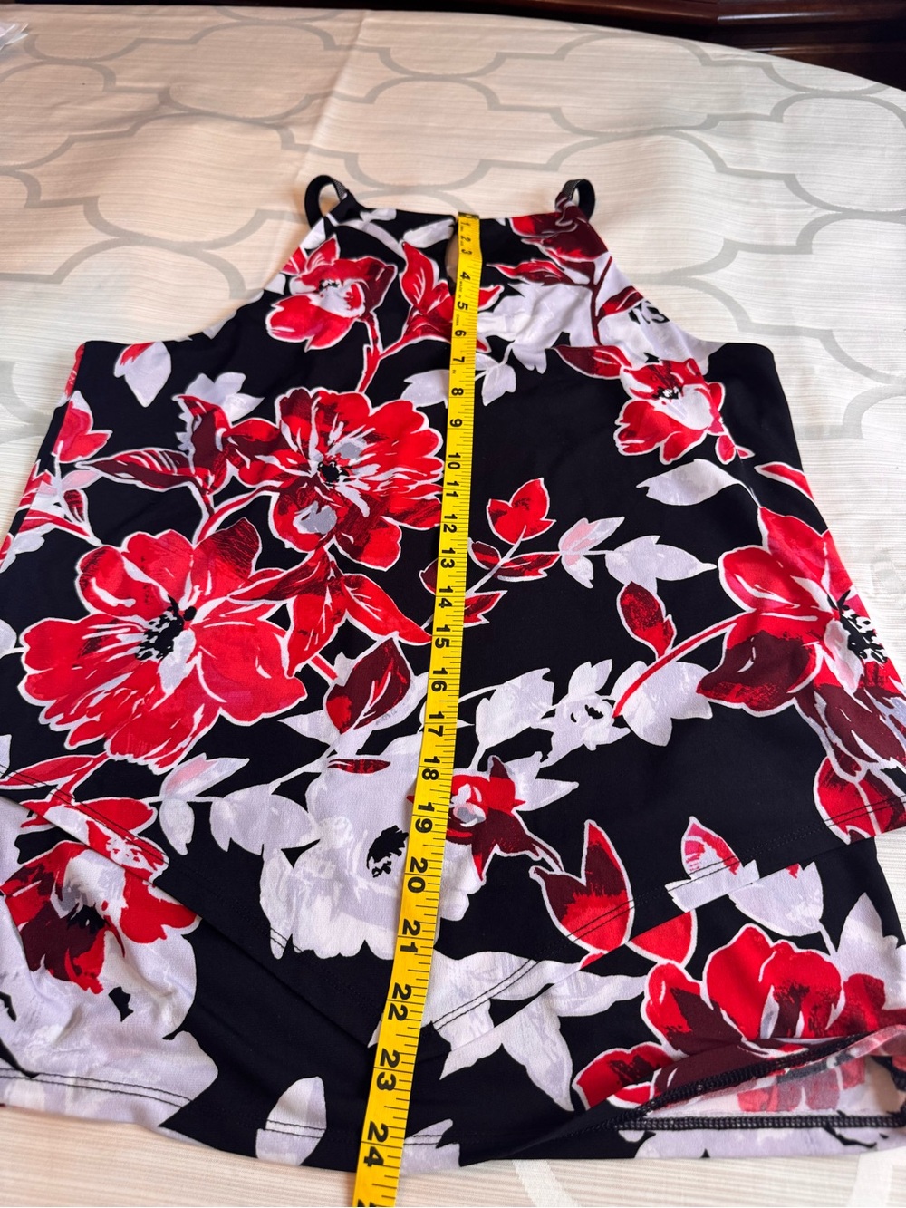 White House Black Market Navy Halter Tank with Red and White Floral Print - Picture 10 of 10